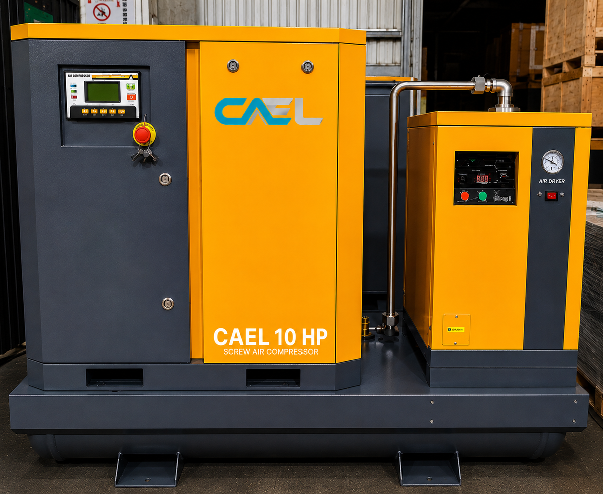 CAEL 10 HP Screw Air Compressor – 4 IN 1 System with Air Dryer, Air Tank & Filters