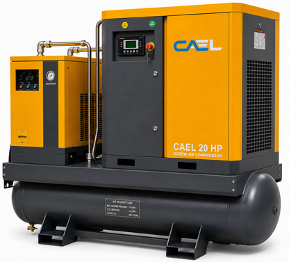 CAEL 20 HP Screw Air Compressor – 4 IN 1 System with Air Dryer, Air Tank & Filters