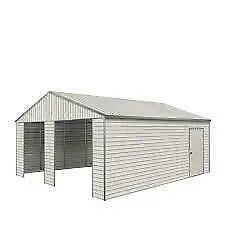 Double Garage Metal Shed Automatic Roll up Door with Side Entry Door- 25(W)x65(L)x13(H)