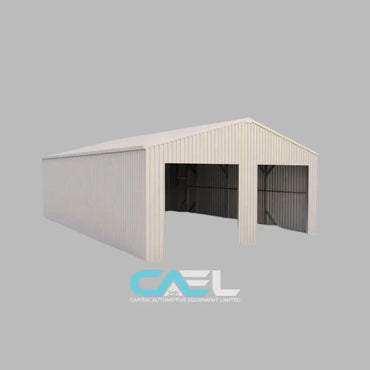 Double Garage Metal Shed Automatic Roll up Door with Side Entry Door- 25(W)x73(L)x13(H)