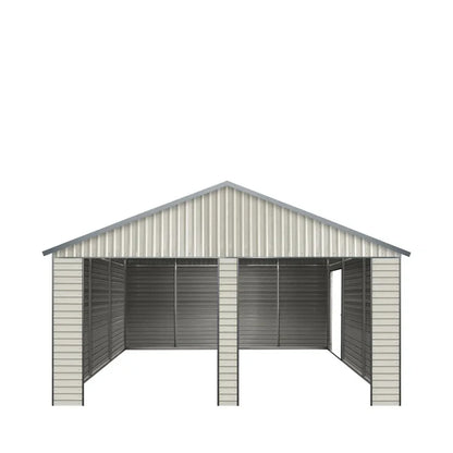 Double Garage Metal Shed Automatic Roll up Door with Side Entry Door- 25(W)x65(L)x13(H)