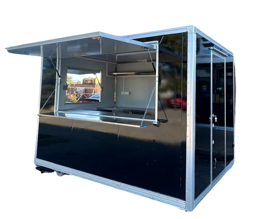 CAEL’s 7′ Square Top Mobile Food Cart – B&W