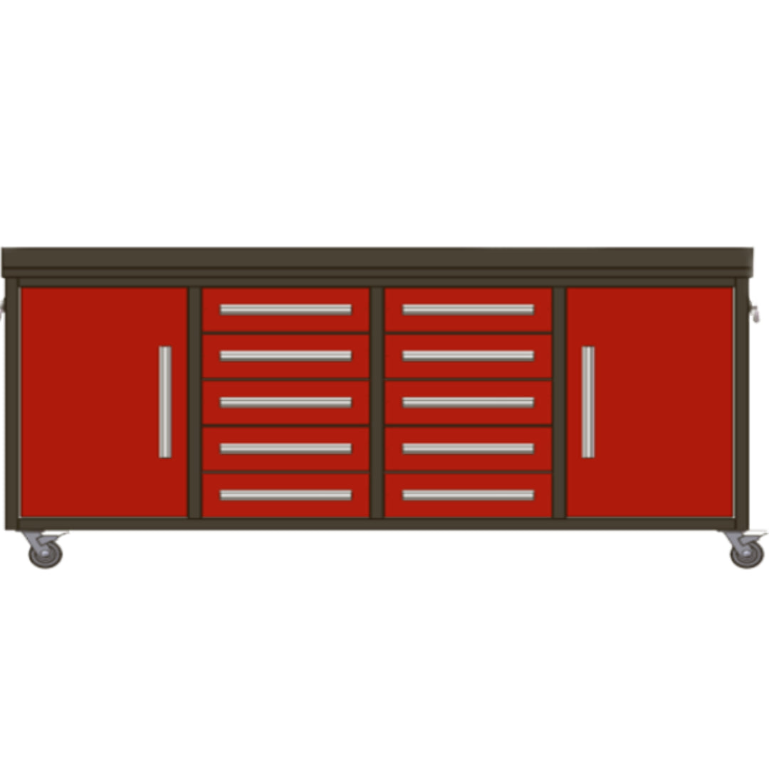 Garage Cabinet 7′ Garage Cabinet Workbench (10 Drawers & 2 Cabinets)