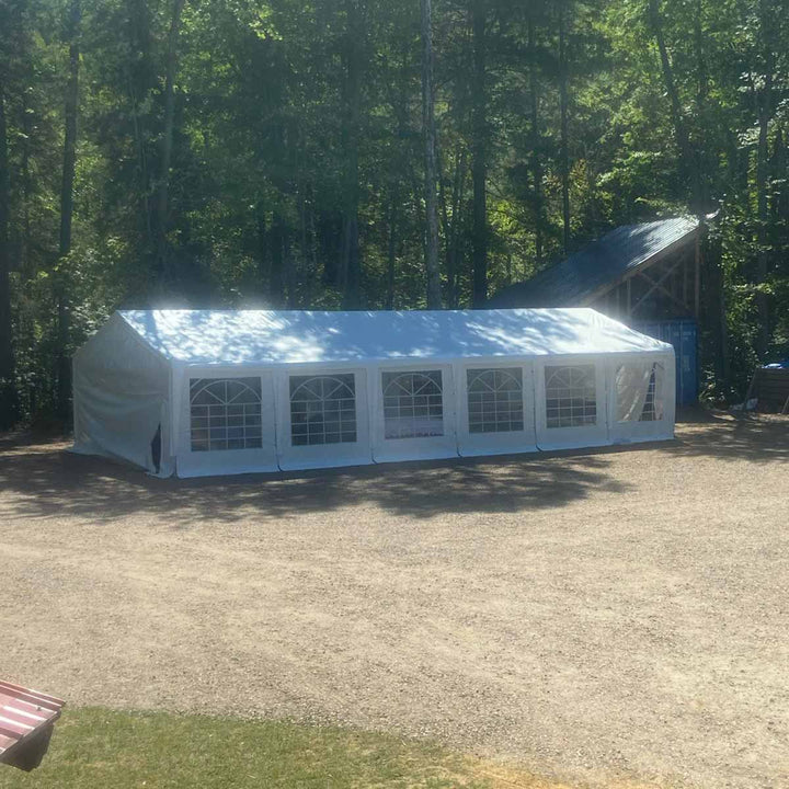 20' x 40' Heavy Duty Outdoor Party Tent with Removable Sidewalls and Roll-Up Doors, 11 oz PE Cover, 6’6" Overhead, 10’ Peak Ceiling