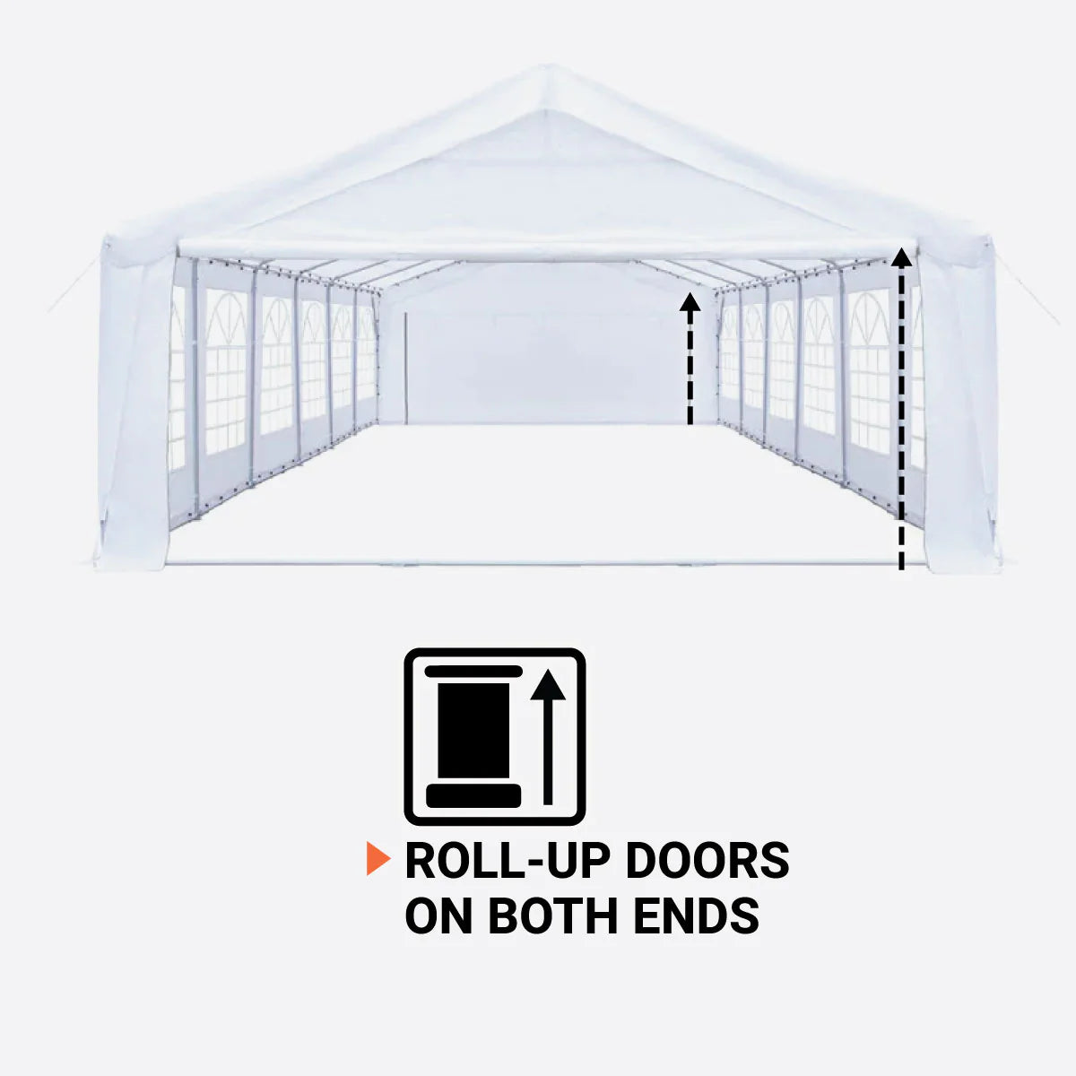 20' x 40' Heavy Duty Outdoor Party Tent with Removable Sidewalls and Roll-Up Doors, 11 oz PE Cover, 6’6" Overhead, 10’ Peak Ceiling