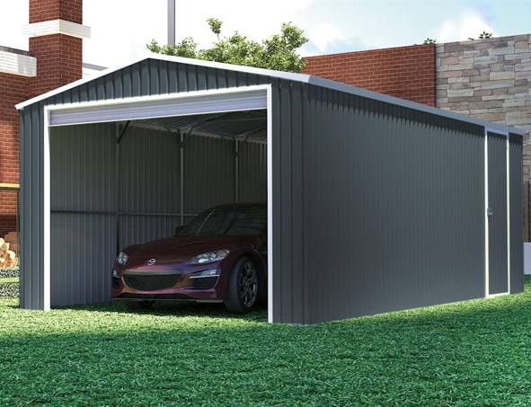Single Garage Metal Shed with side entry 12(W) x19 (L) x 9.5(H)