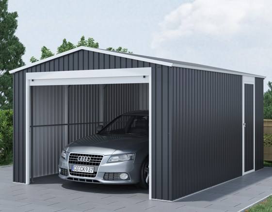Single Garage Metal Shed with side entry 12(W) x19 (L) x 9.5(H)