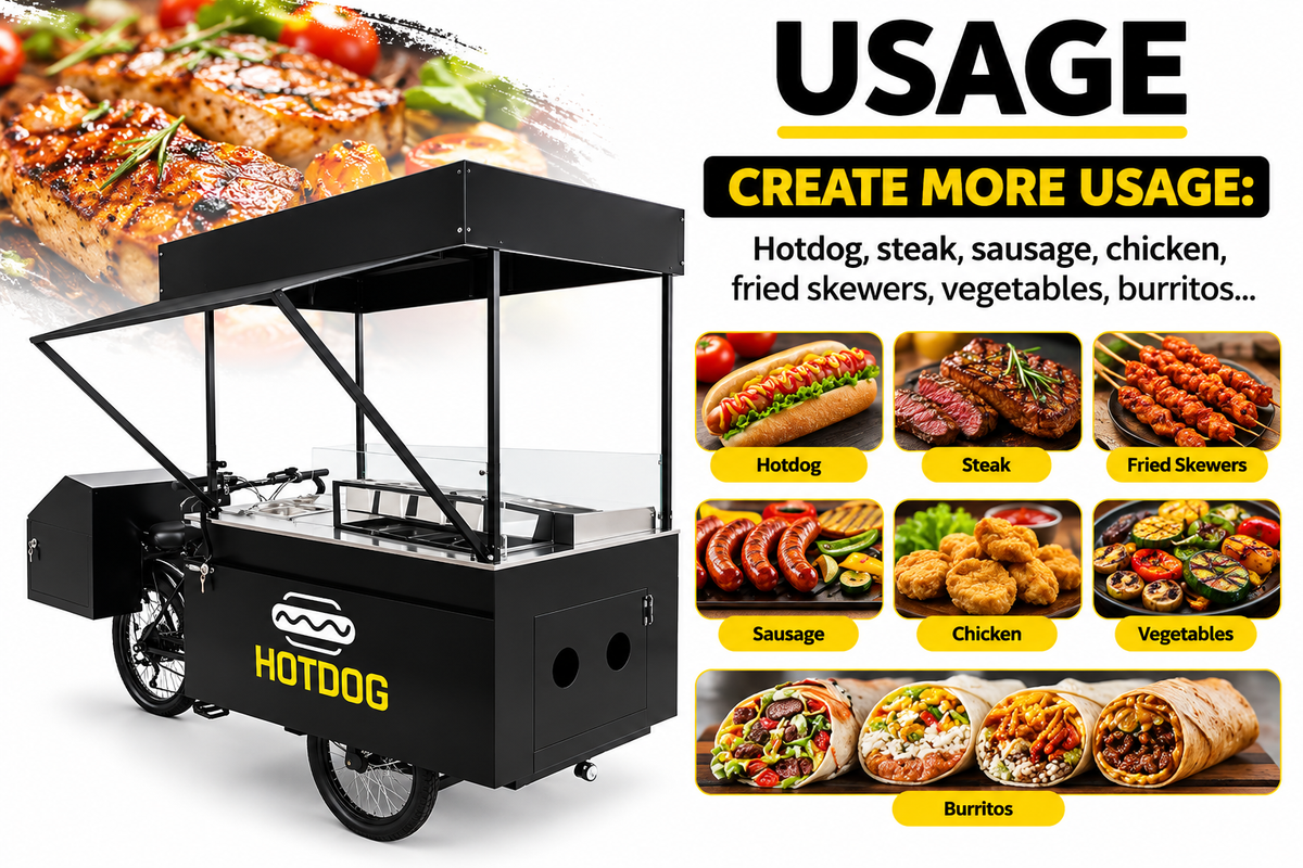 Bicicleta carrito de comida para barbacoa móvil de CAEL