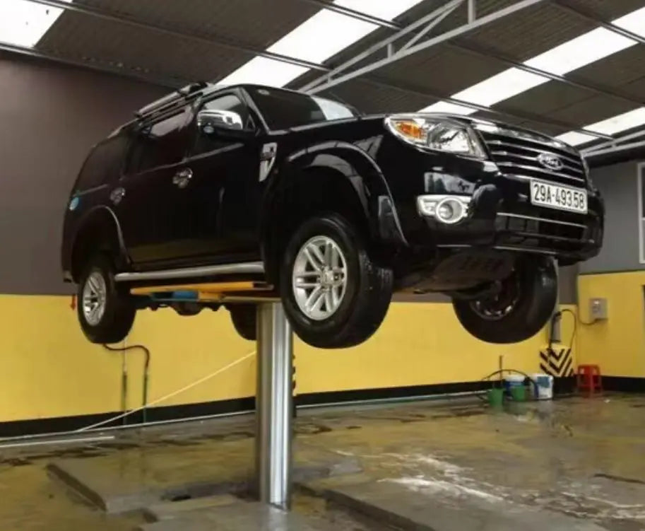 In-ground single post car lift – H shape