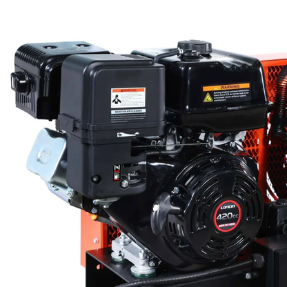 Skid Mount Gas Air Compressor, 2-Stage Belt Drive, 14 HP Engine, Horizontal Tank