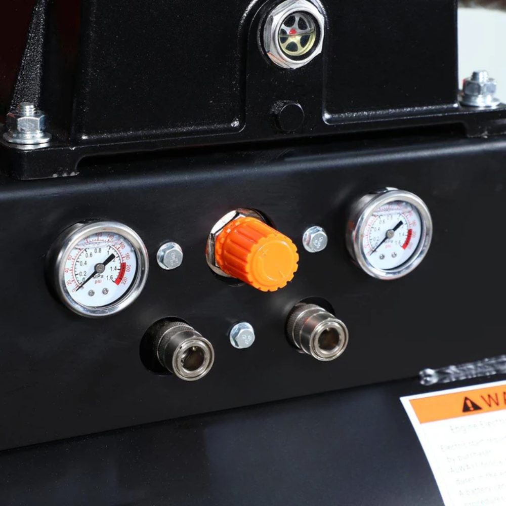 Skid Mount Gas Air Compressor, 2-Stage Belt Drive, 14 HP Engine, Horizontal Tank