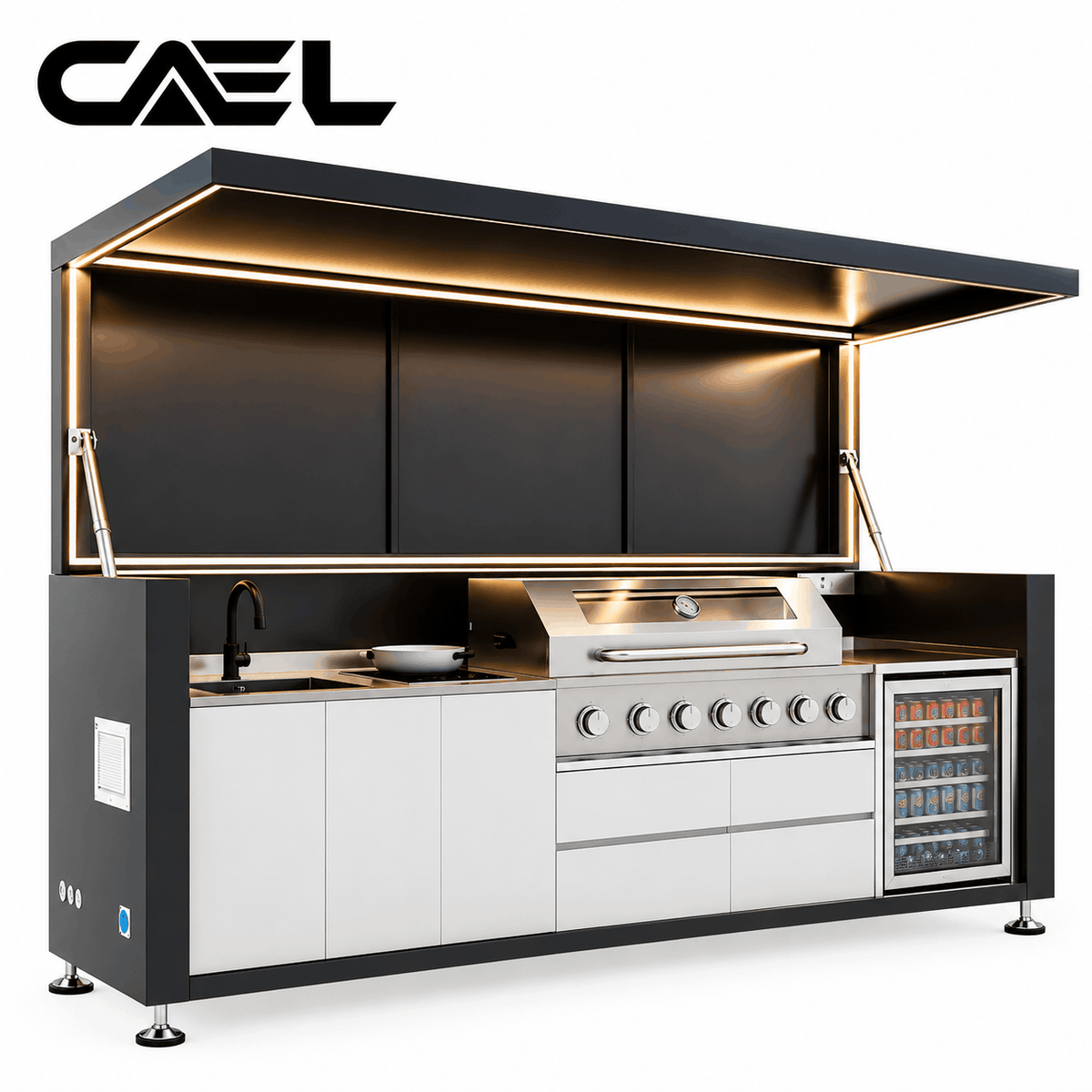 CAEL Premium Outdoor Kitchen Bar – Built-In BBQ Grill & Modern Cooking Station
