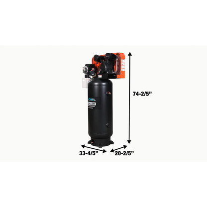 CAEL 5060G - 60 Gallon 5 HP Stationary Electric Air Compressor, 5 Min Fill Time, 230V Induction Motor, Single Stage