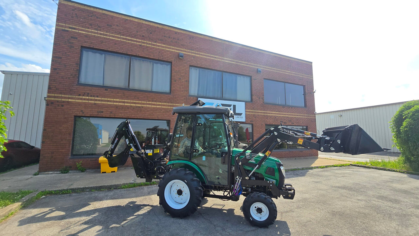 Tractor with Cab, Loader and Backhoe