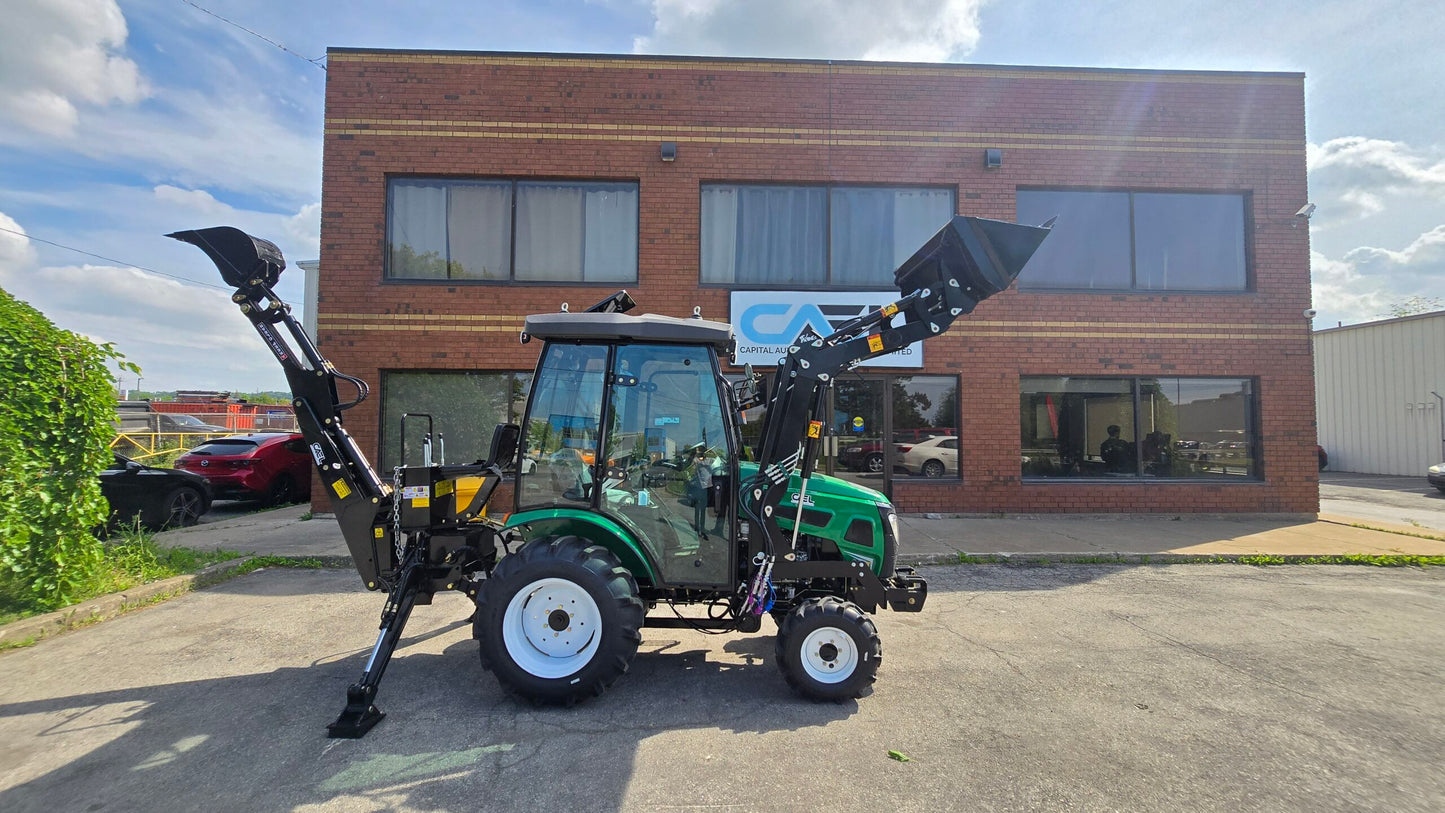 Tractor with Cab, Loader and Backhoe