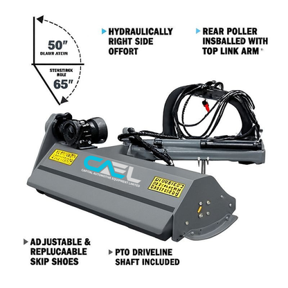 50" Ditch Bank Flail Mower, Offset Verge & Slope Cutter for Tractors 20–50 HP