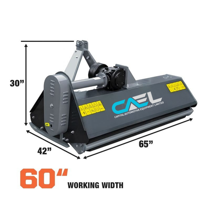 60" Heavy Duty Flail Mower with Forged Hammers for Tractors 30–60HP, PTO Shaft