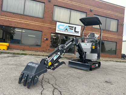 Mini Excavator 1 Ton with John Deer Control, Swing Boom & Hydraulic Thumb (EX1BS-JD)