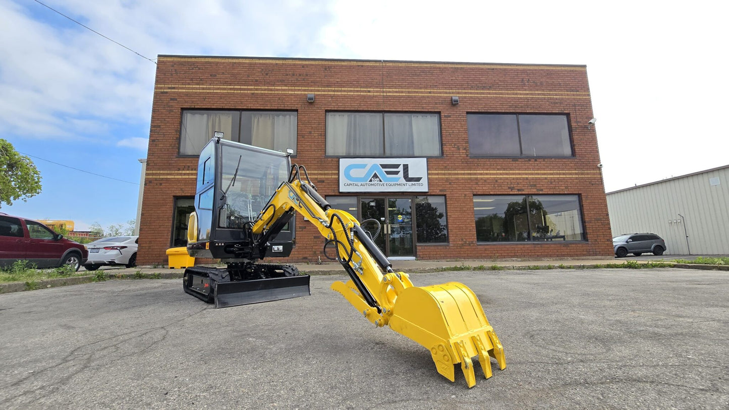 Minibagger 2,5 t mit Kubota-Motor, Schwenkausleger, Klimaanlage/Heizung und Kabine (EX25KB)
