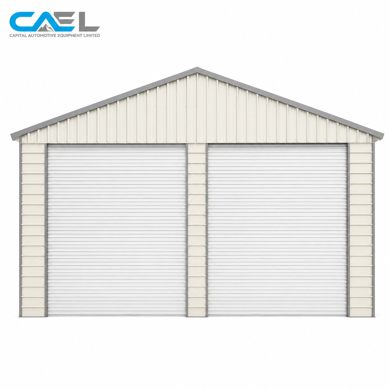 Double Garage Metal Shed Automatic Roll up Door with Side Entry Door- 25(W)x65(L)x13(H)