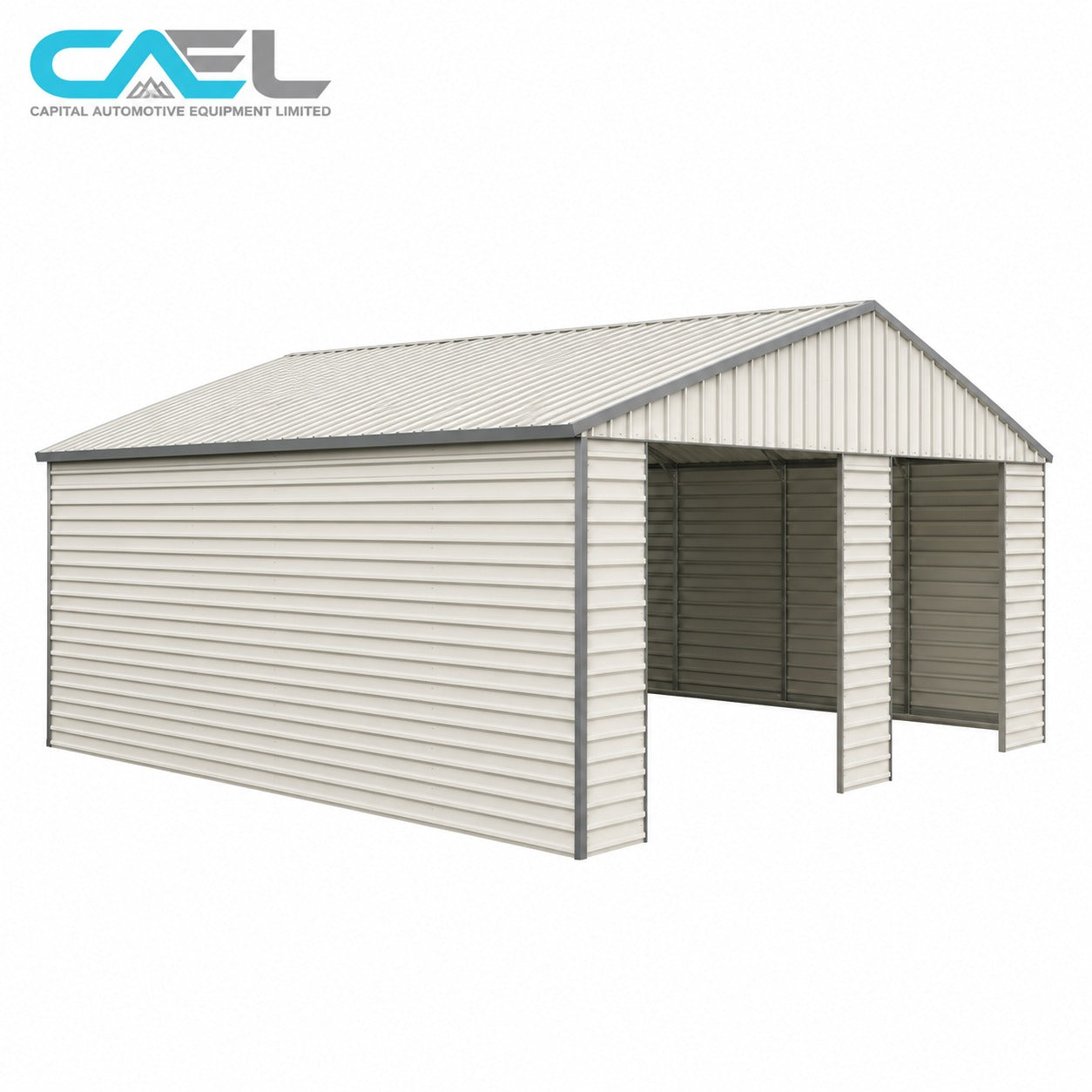 Double Garage Metal Shed Automatic Roll up Door with Side Entry Door- 25(W)x65(L)x13(H)