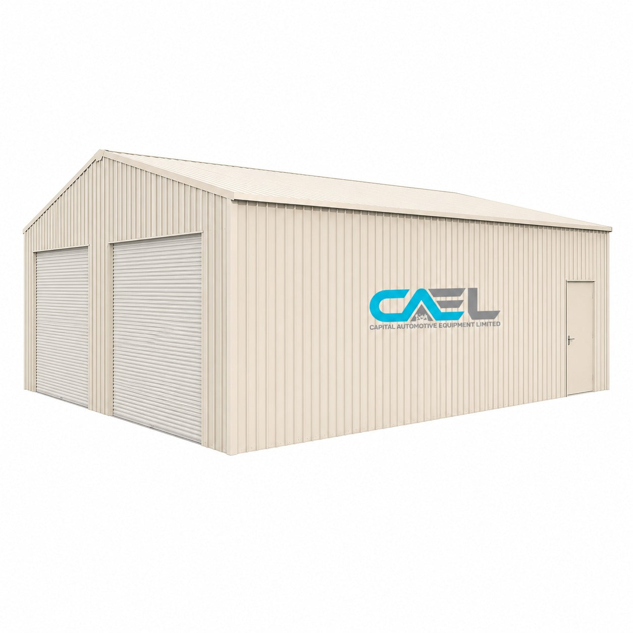 Double Garage Metal Shed Automatic Roll up Door with Side Entry Door- 25(W)x65(L)x13(H)