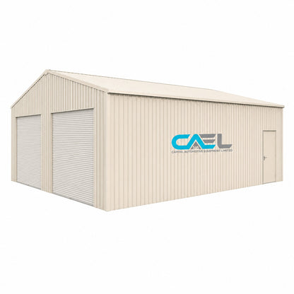 Double Garage Metal Shed Automatic Roll up Door with Side Entry Door- 25(W)x65(L)x13(H)