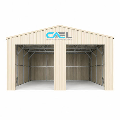 Double Garage Metal Shed Automatic Roll up Door with Side Entry Door- 25(W)x65(L)x13(H)