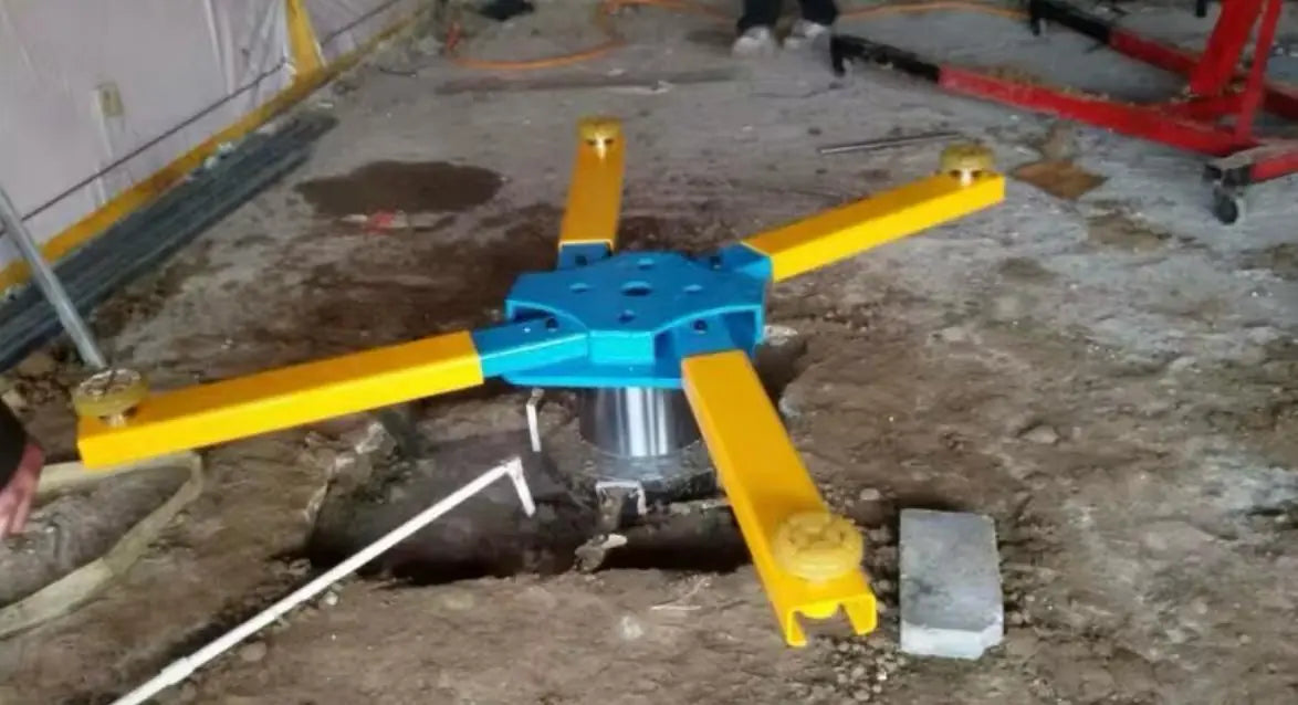 In-ground single post car lift – X shape