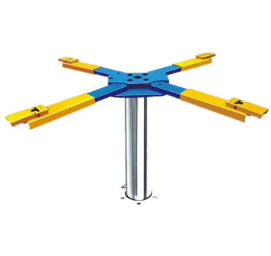 In-ground single post car lift – X shape