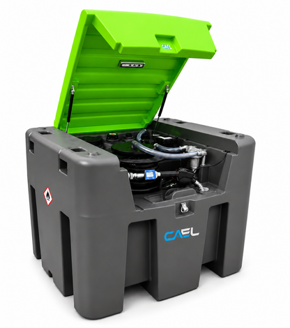 CAEL 980L DC Diesel Transfer Pump Tank with Hose Reel & Lockable Lid