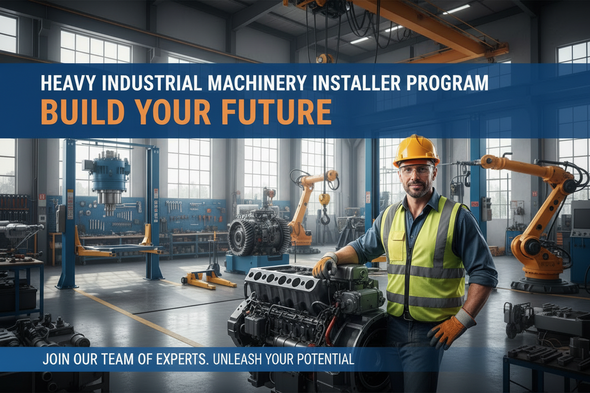 image - create a image for  become Our installer we have business of machinery industrial type Hevy We are offering people to become our  installer

