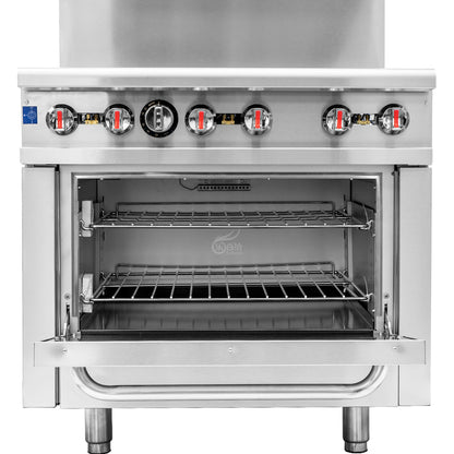 Commercial 6 Stove Gas Range Cooker with Gas Oven for Restaurant (RGR36)