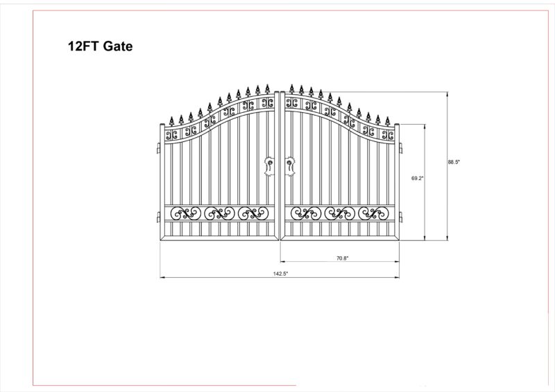 Driveway Steel Gate / Metal Garden Gate 12′ Wide - Image 7